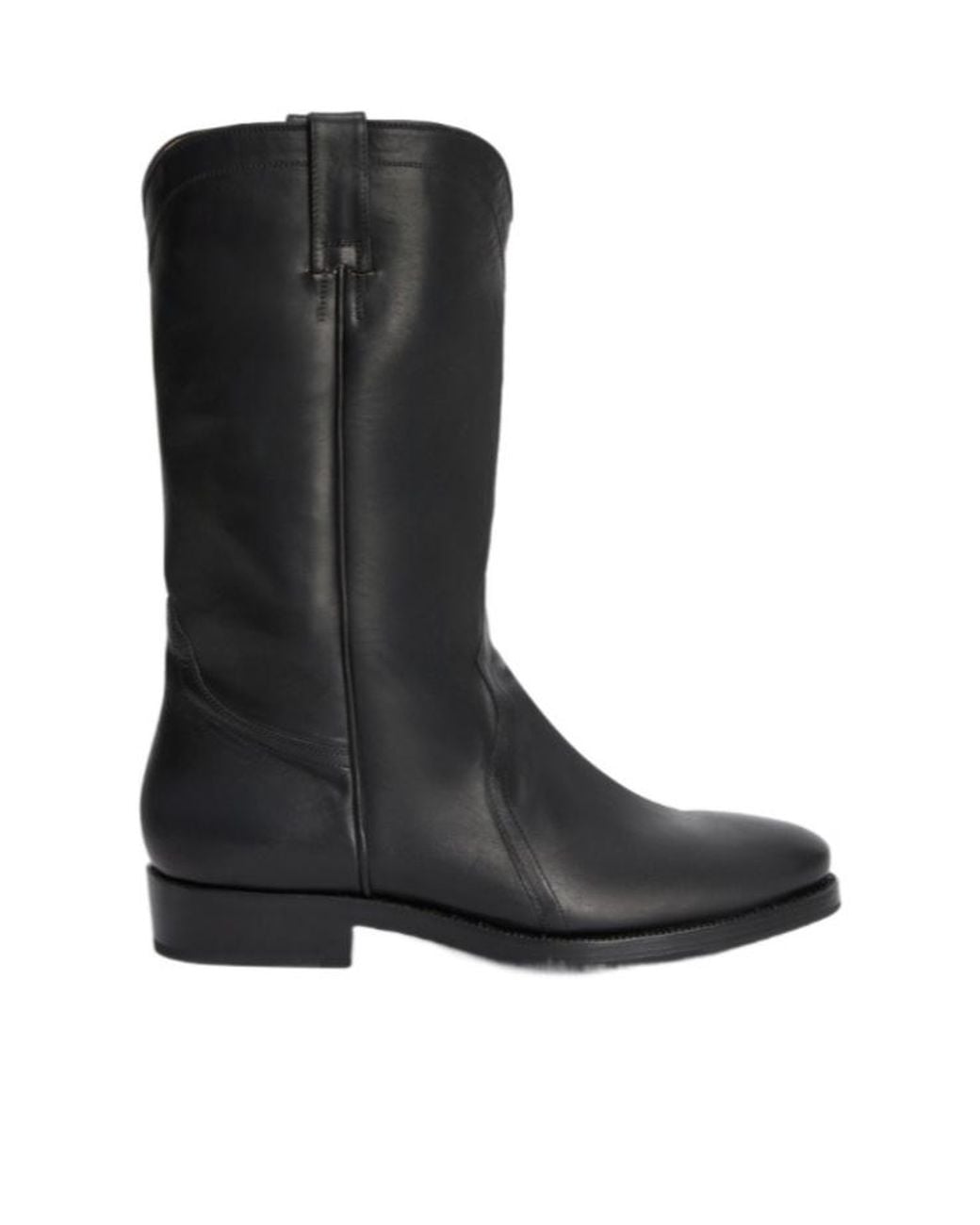 Jil Sander Black Round Toe Aged Effect Boots