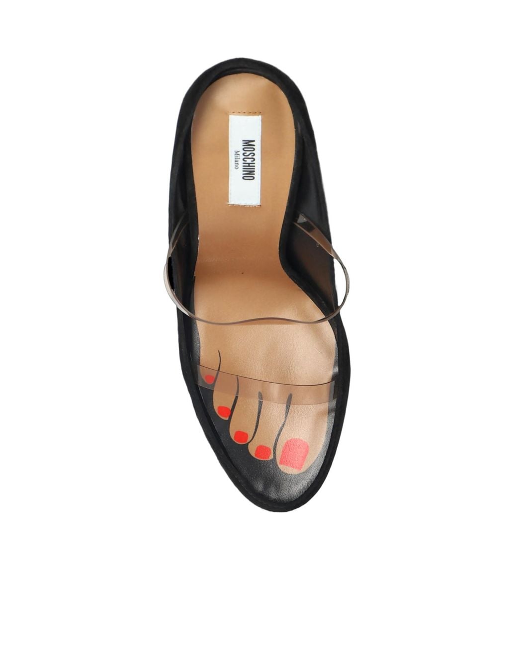 Moschino Black Clear Strap Heeled Sandals