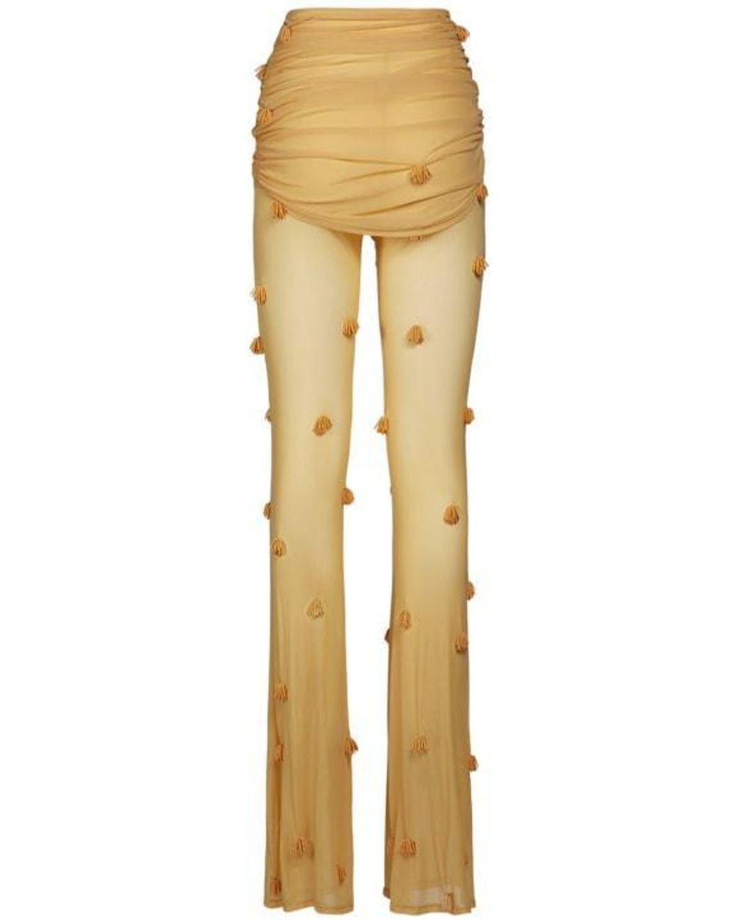 Jacquemus Metallic Le Pantalon Espelho Beaded Mesh Casual Pants
