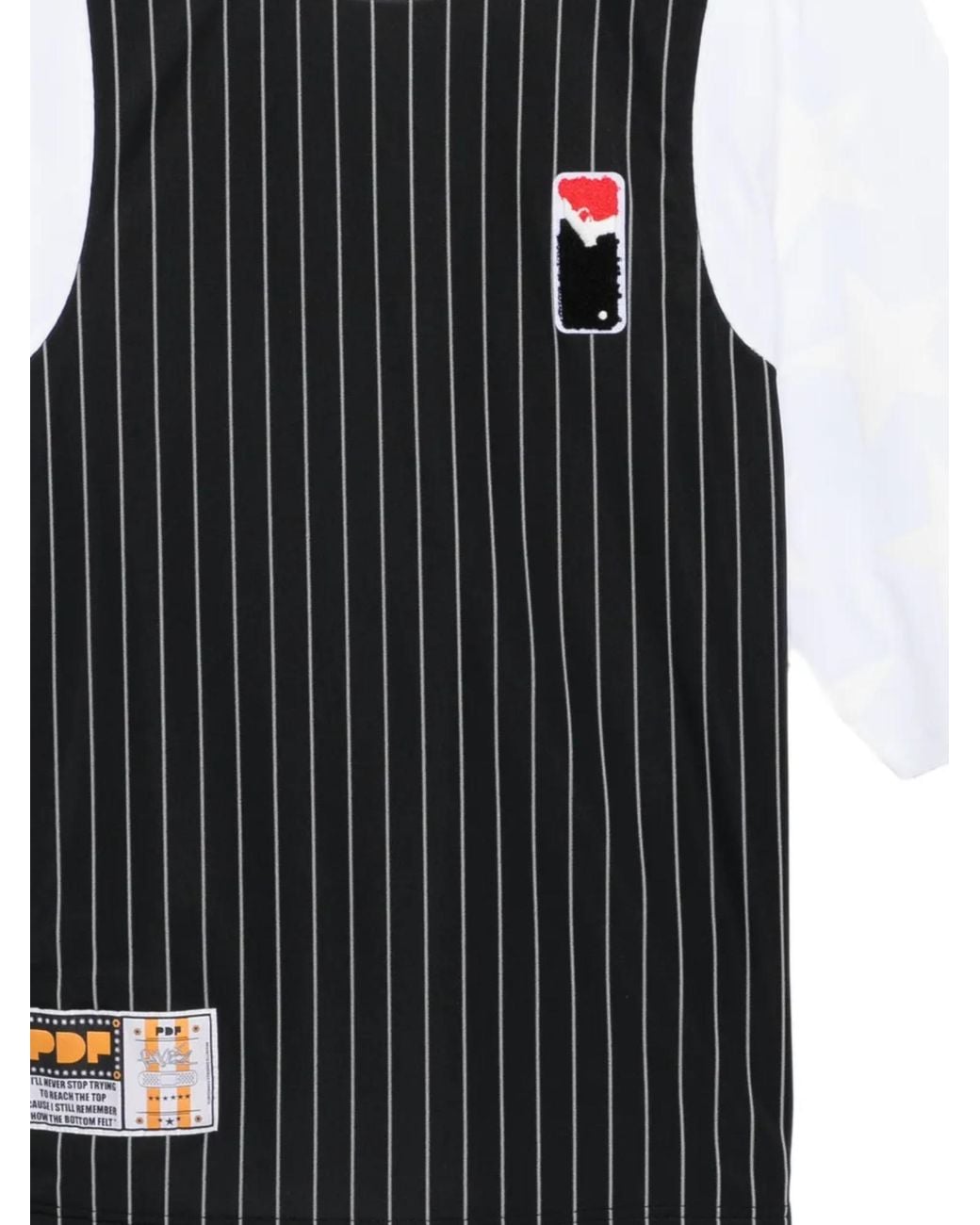 PDF CHANNEL Black Pdf Pinstripe Layered Logo T-Shirt for men
