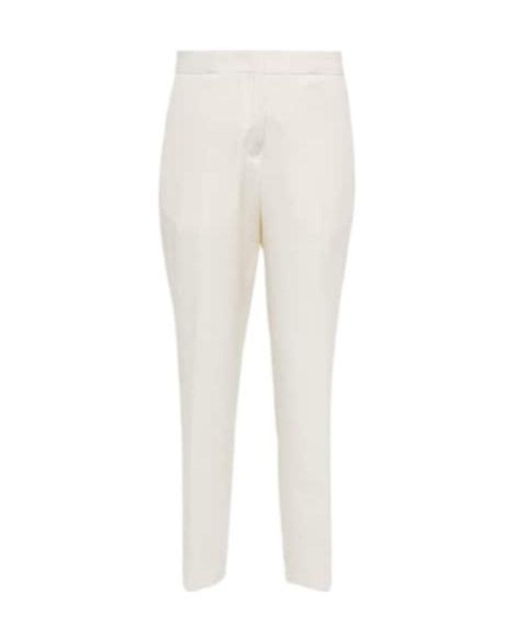 Jil Sander White Tailored Straight Wool Pants