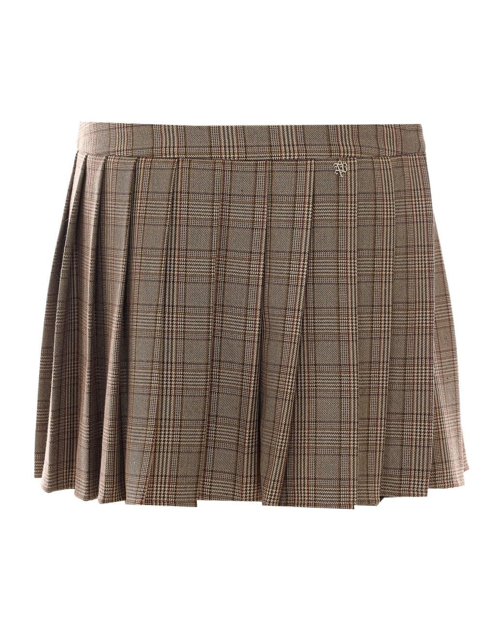 Aniye By Brown Pleated Check Mini Skirt
