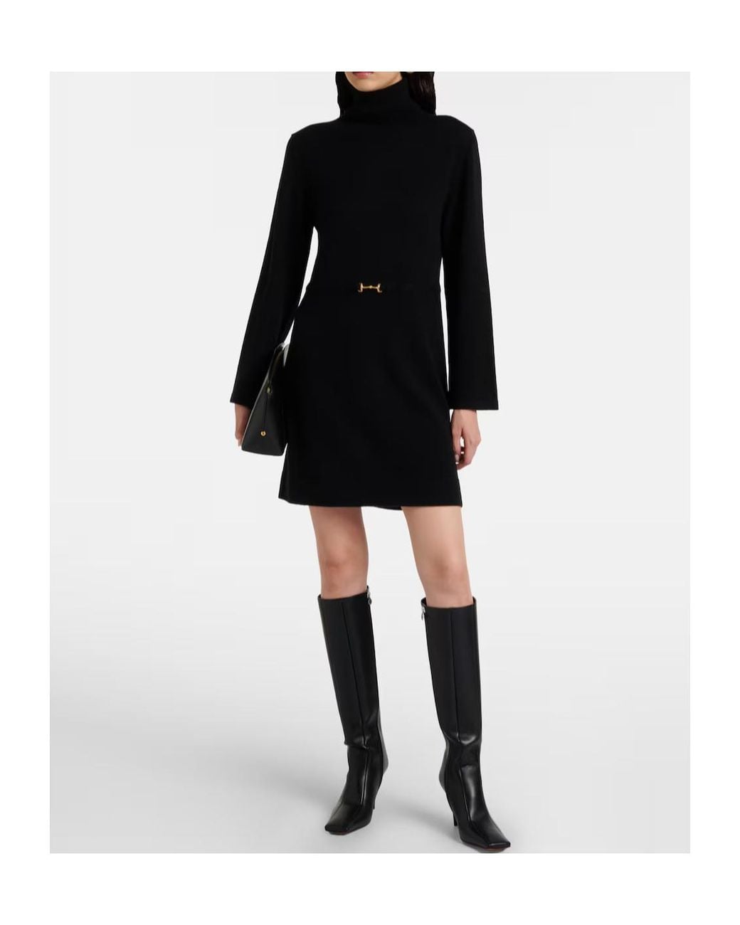 Rixo Black High-Necked Knitted Dress