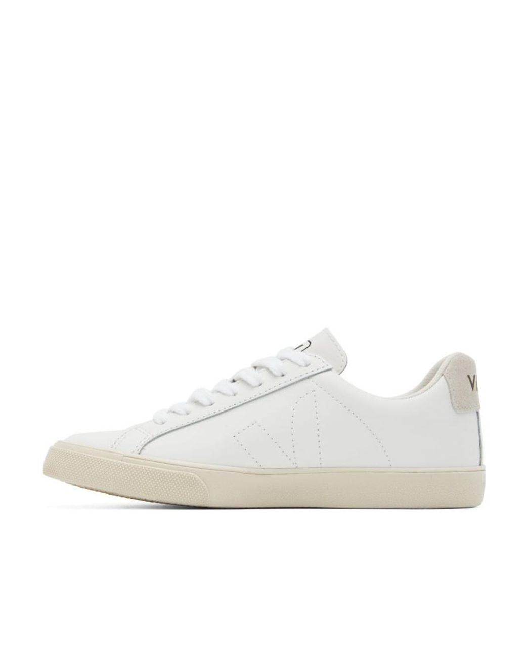 Veja White Esplar Logo Embroidered Low-Top Sneakers for men