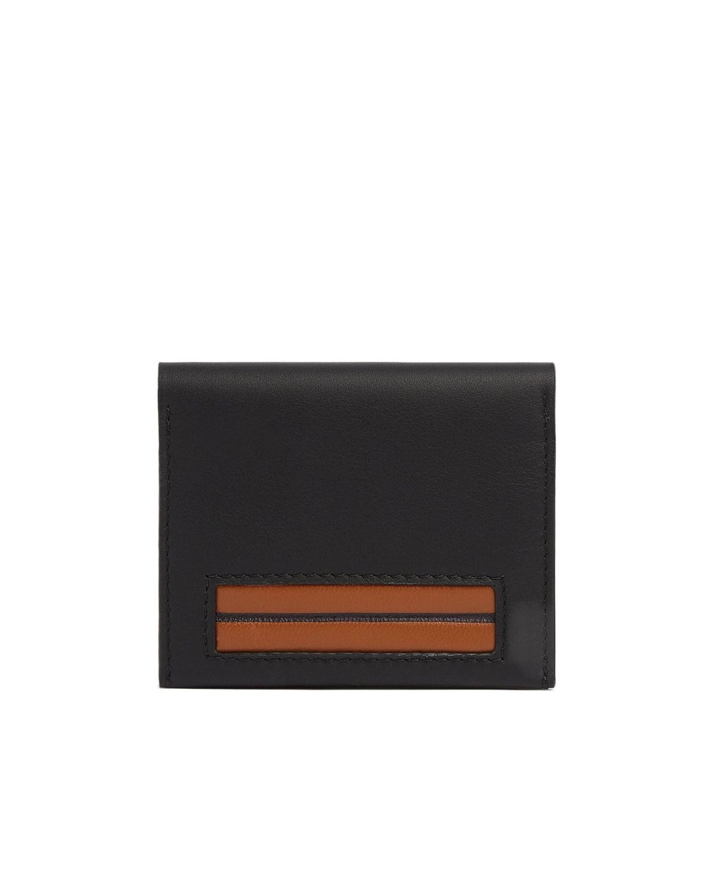 Zegna Black Foldable Leather Cardholder for men