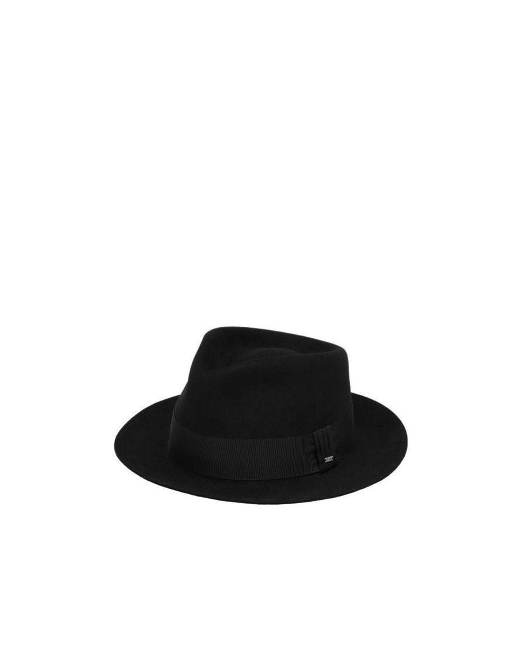 Saint Laurent Black Logo Plaaque Fedora Hat