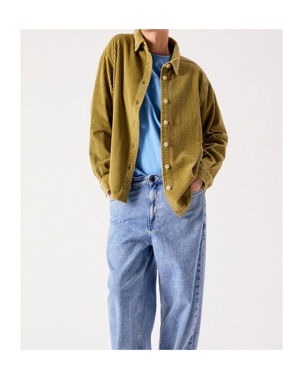 American Vintage Green Oversized Corduroy Shirt