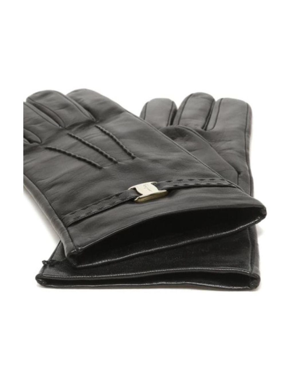 Ferragamo Black Logo Detail Gloves