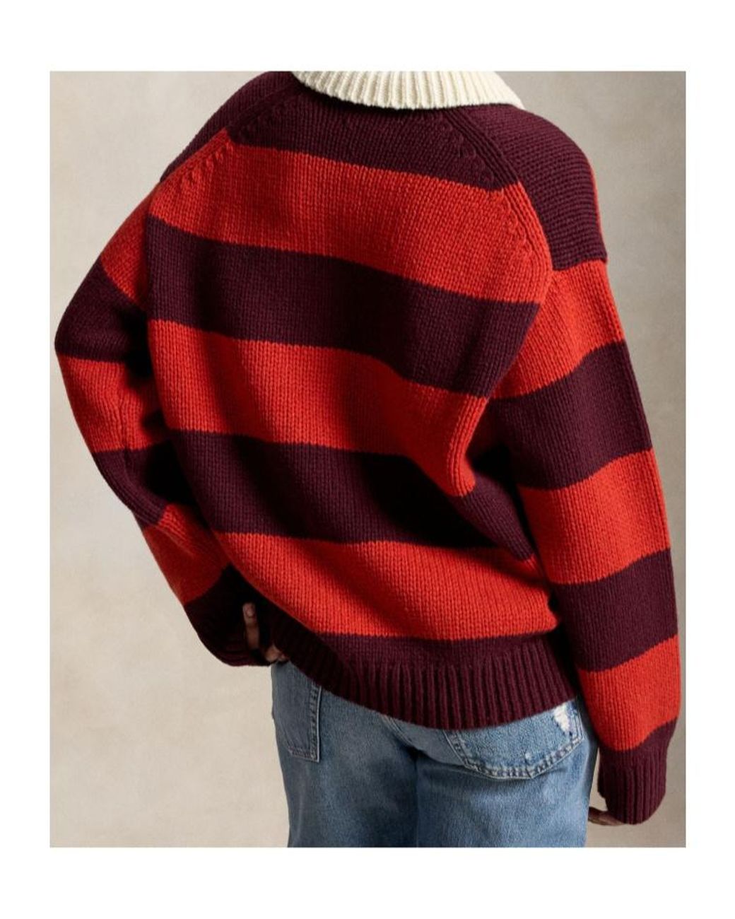 Polo Ralph Lauren Red Striped Wool-Blend Rugby Sweater