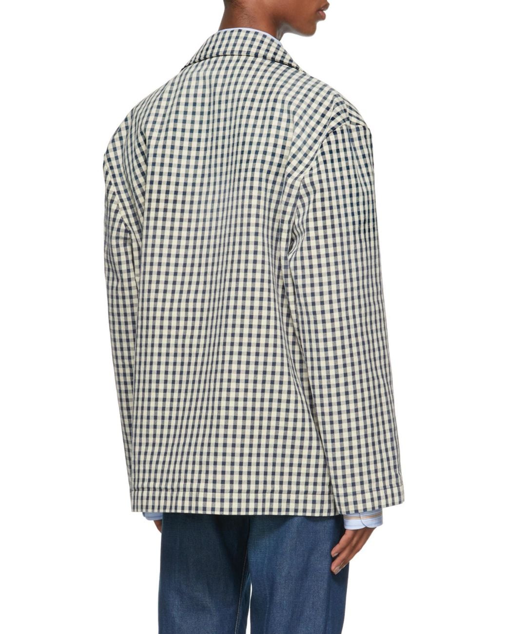 Gucci Gray Gingham Patch-Detail Jacket for men