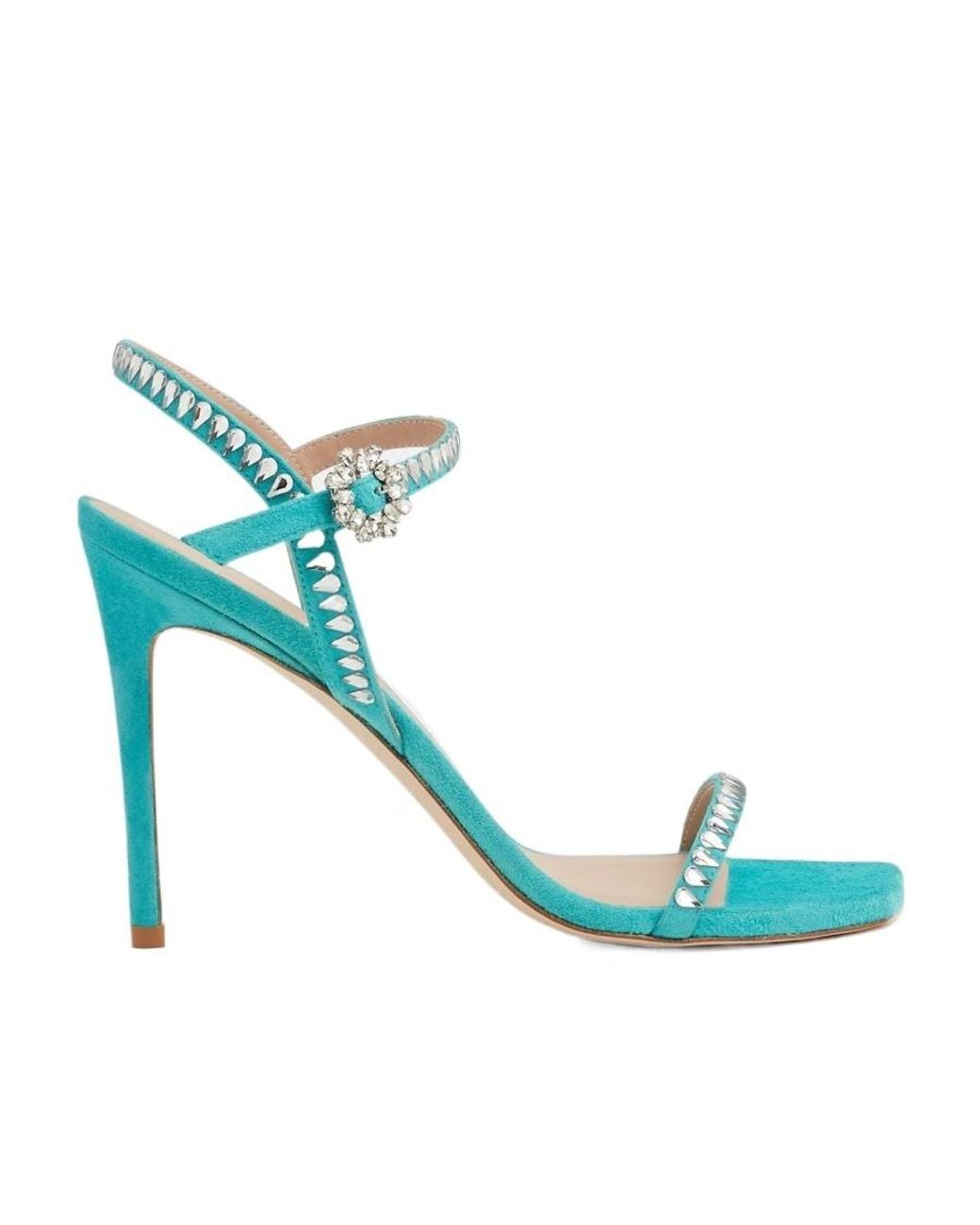 Stuart Weitzman Blue Gemcut 100 Lace-Up Sandals