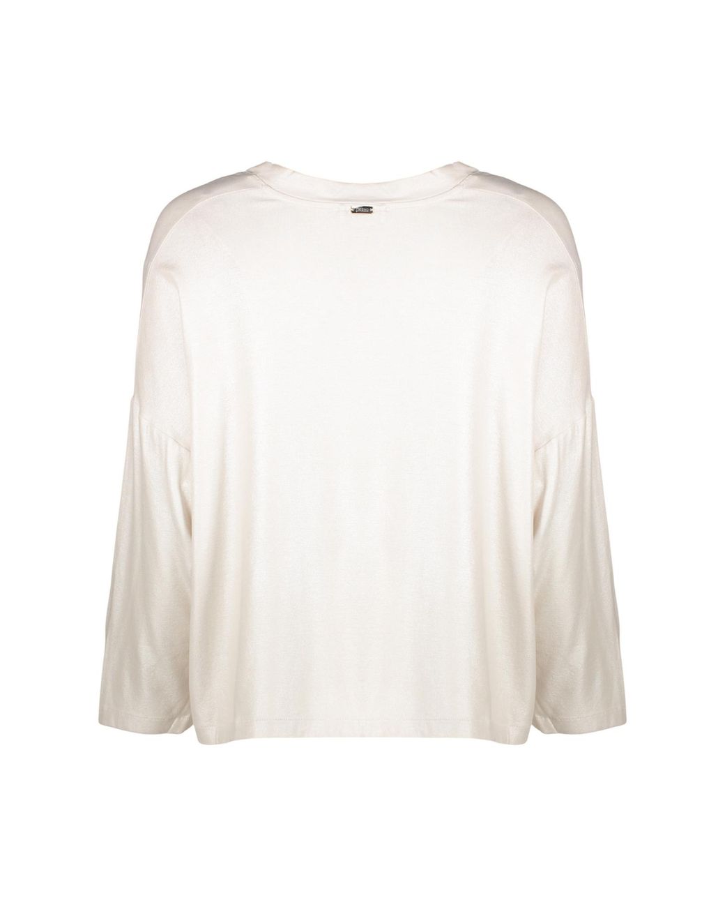 Herno Natural Neutral Cropped Blouse With Long Sleeves