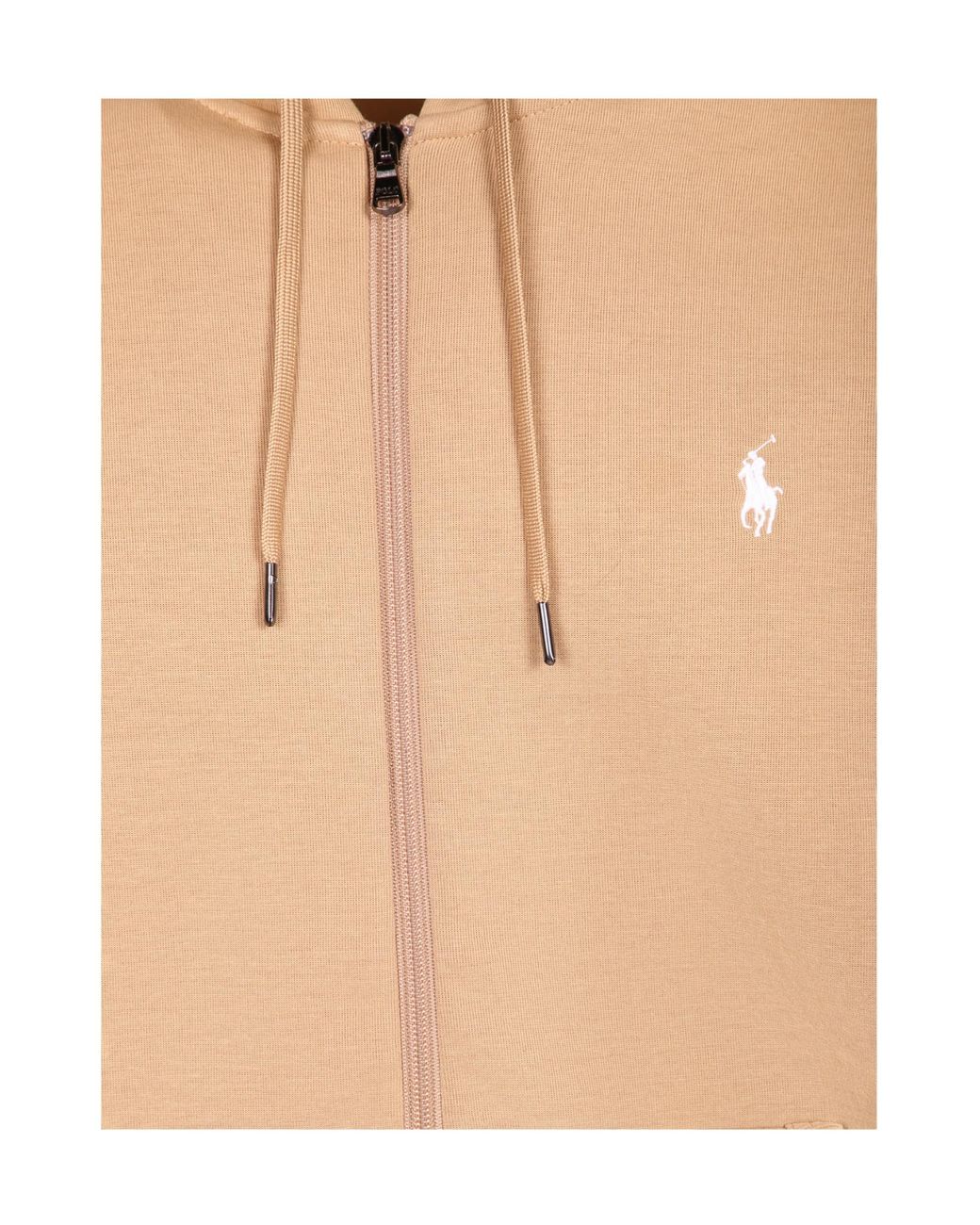 Ralph Lauren Natural Polo Pony Embroidered Zip-Up Hoodie
