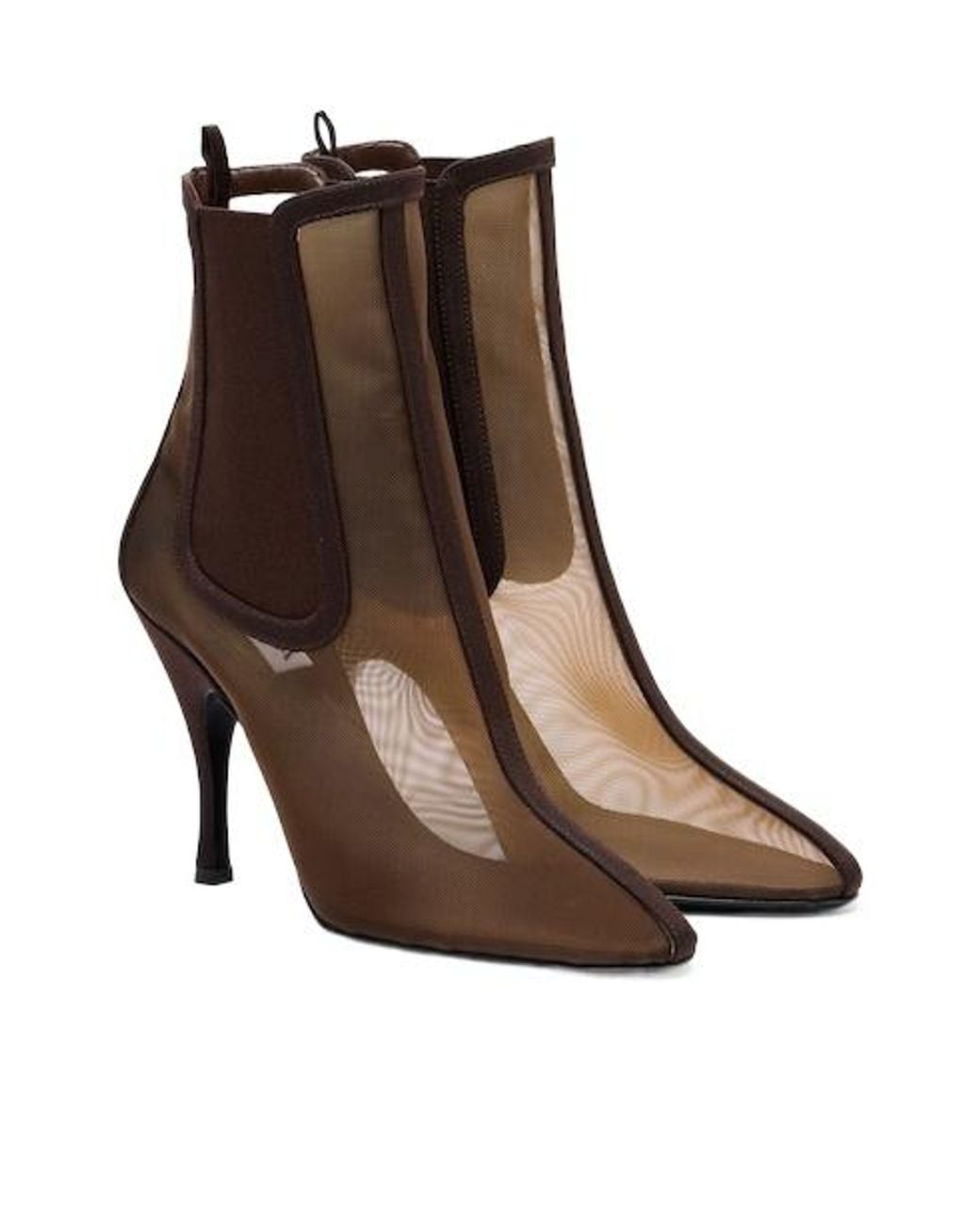 Alaïa Brown Minimal Mesh Ankle Boots