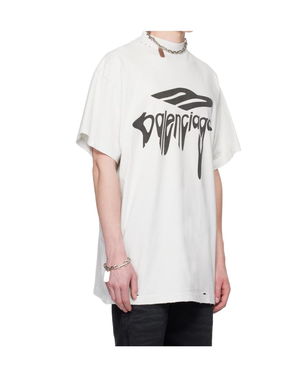 Balenciaga White 3B Liquefied Oversized T-Shirt for men