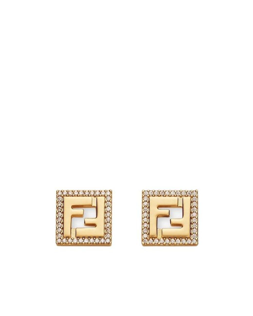 Fendi Metallic Forever Embellished Stud Earrings