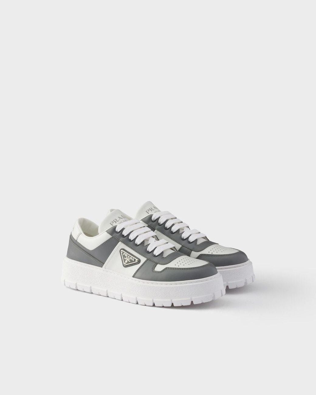 Prada Gray Leather Sneakers for men