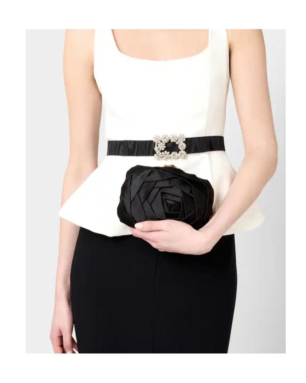 Roger Vivier Black Rose-Motif Chain Mini Bag