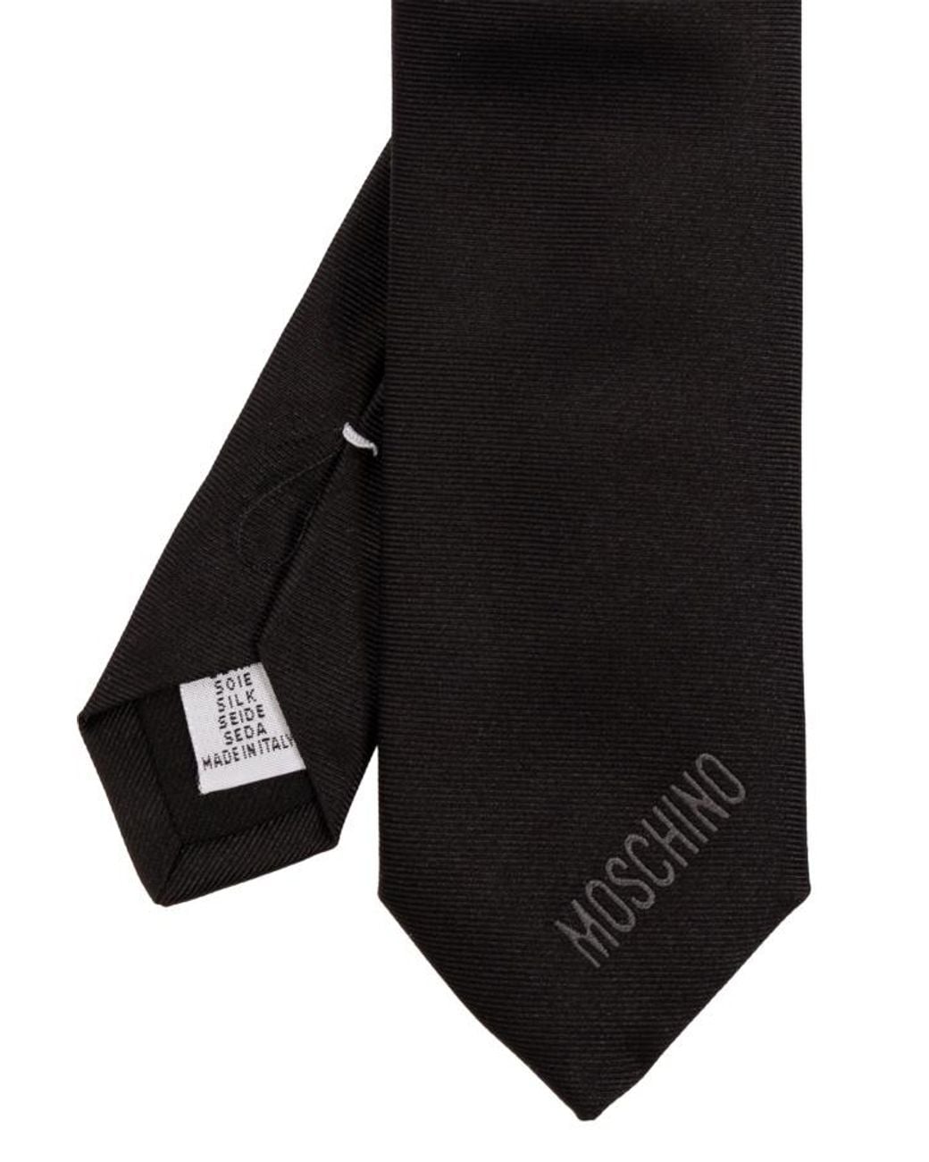 Moschino Black Logo Embroidered Pointed Tip Tie for men