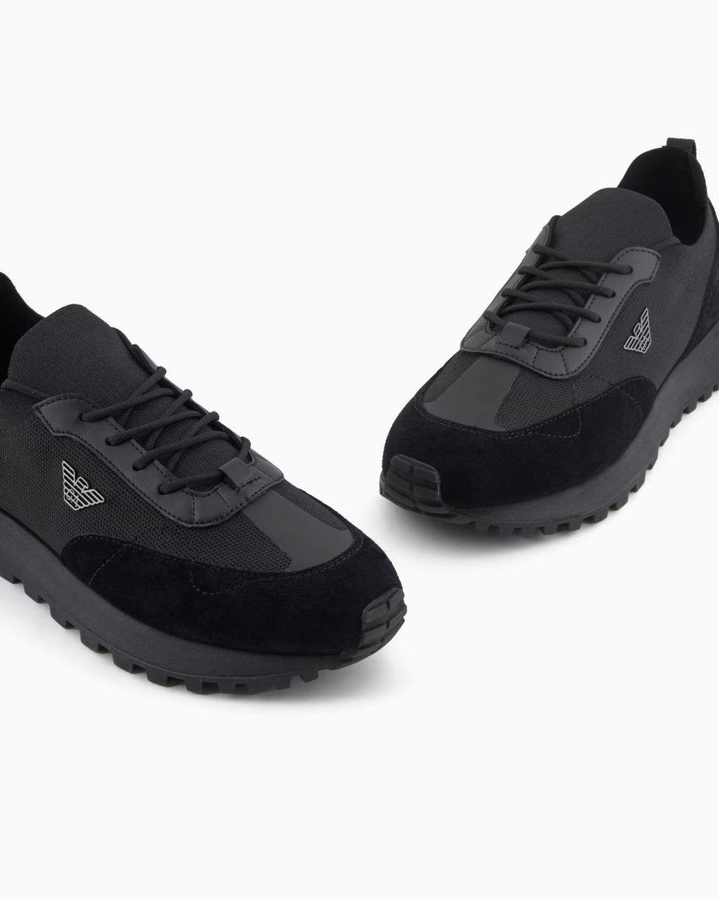 Emporio Armani Black Logo Patch Sneakers for men
