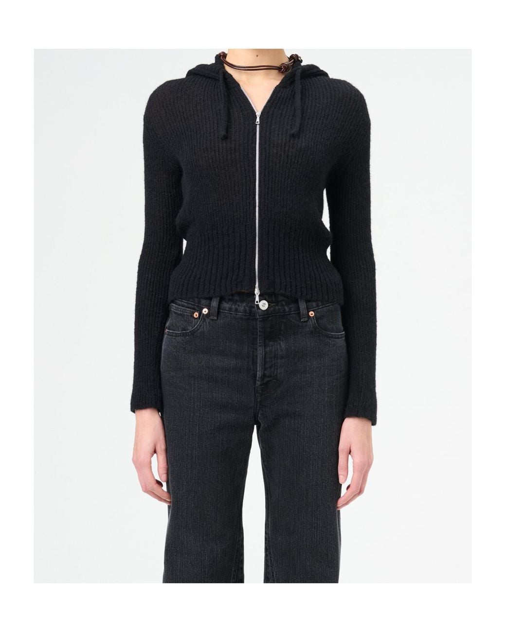 Our Legacy Black Compact Hood Knitted Zip-Up Cardigan