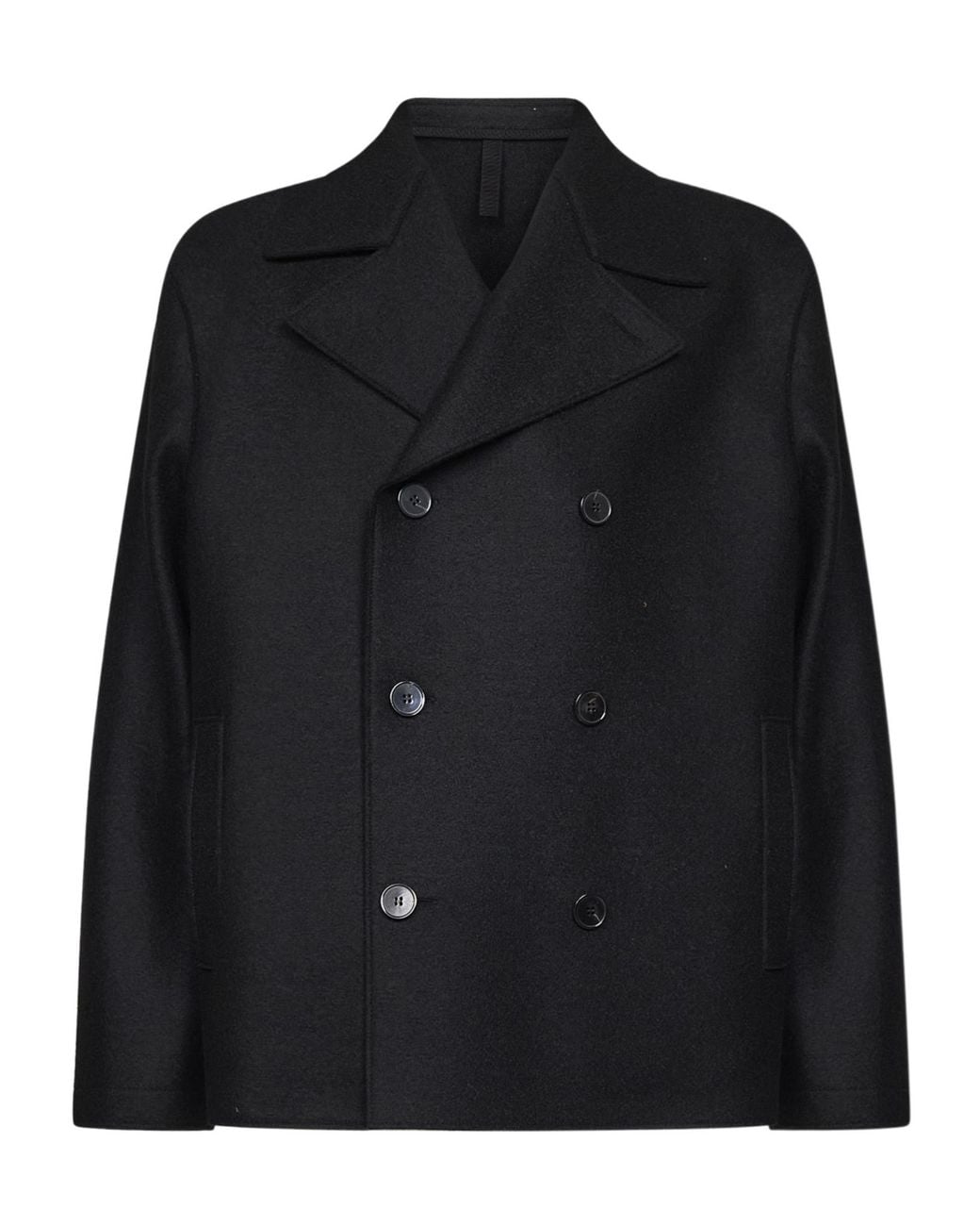 Harris Wharf London Black Double-Breasted Short Coat for men