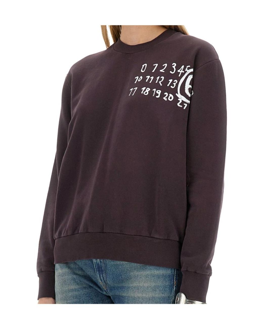 MM6 by Maison Margiela Blue Logo Printed Crewneck Sweatshirt