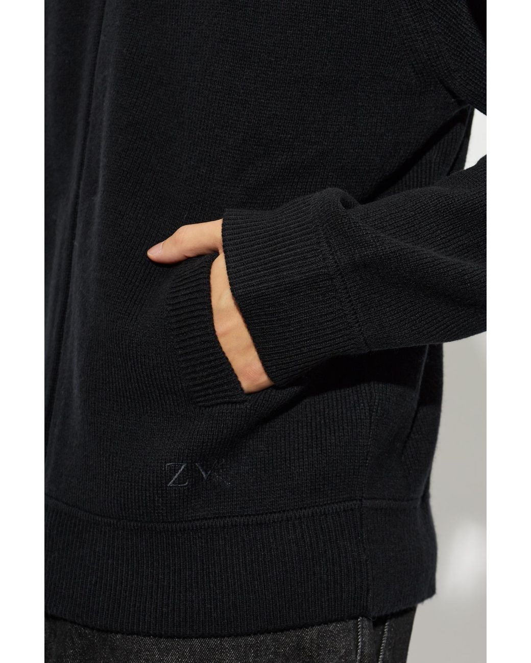 Zadig & Voltaire Black Gweno Zip-Up Cardigan for men