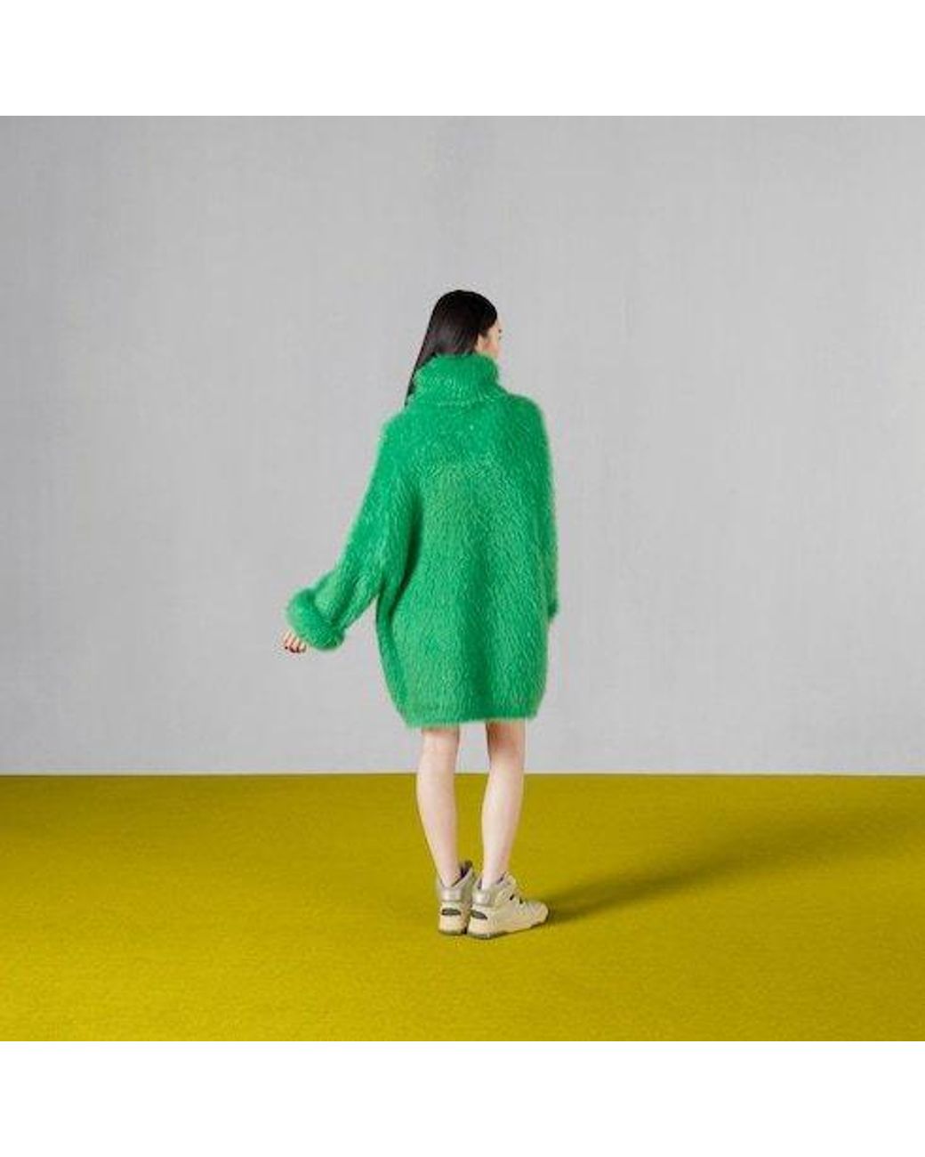 Gucci Green Brushed Turtleneck Sweater Dress