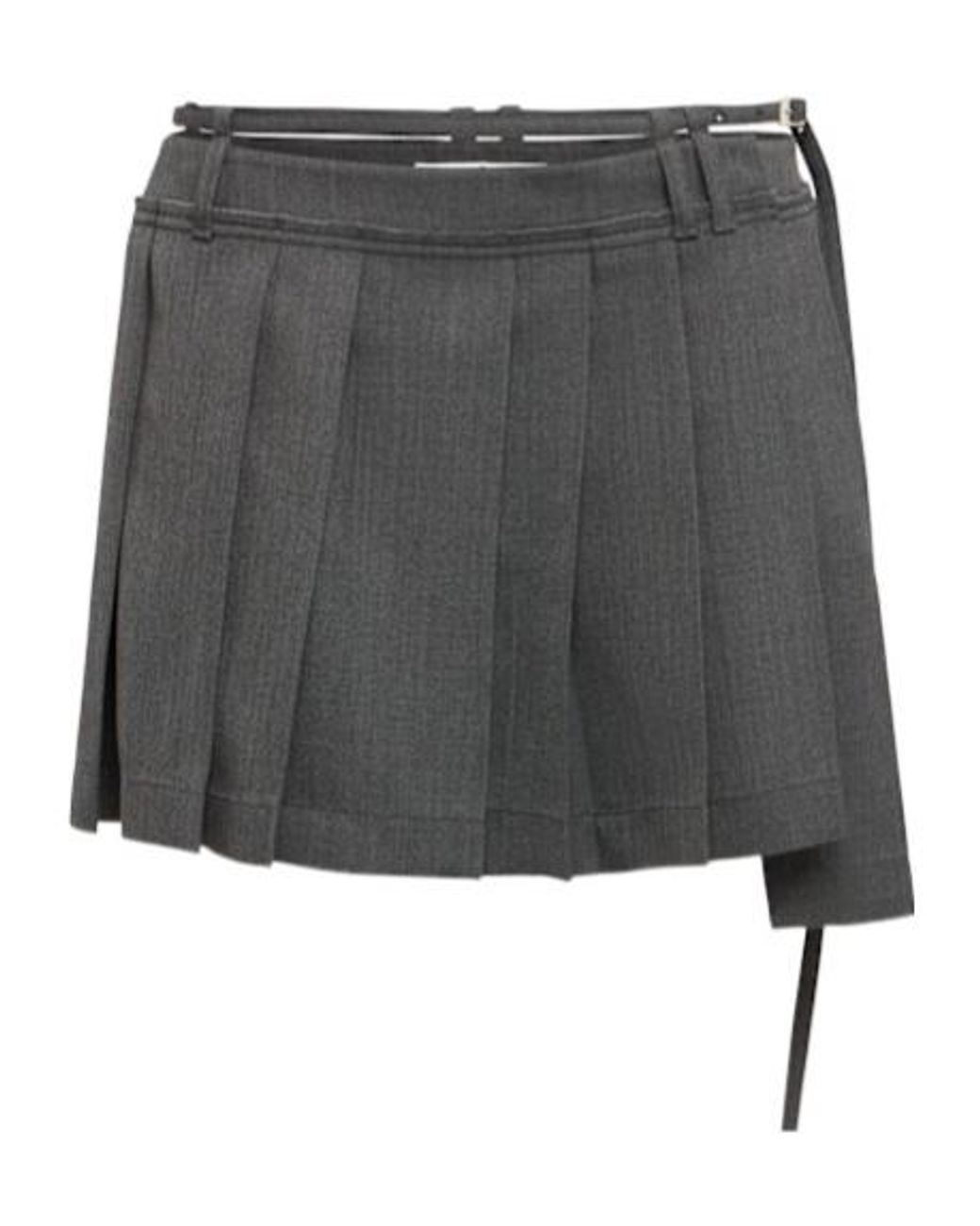 Acne Blue Pleated Wool Blend Mini Skirt