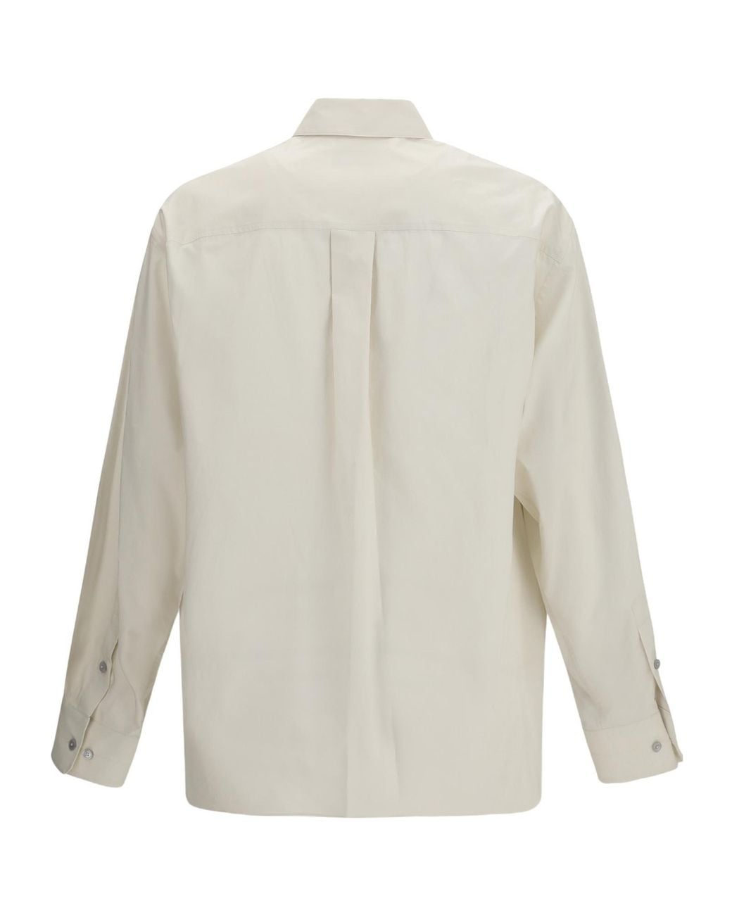 Lemaire White Long-Sleeved Curved Hem Regular Shirt for men