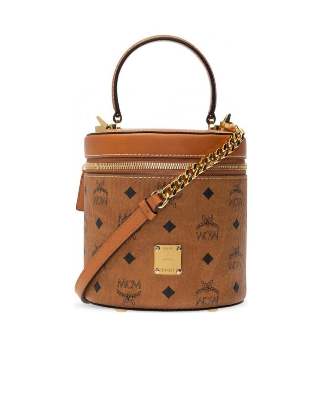 MCM Brown Cylinder Bucket Bag