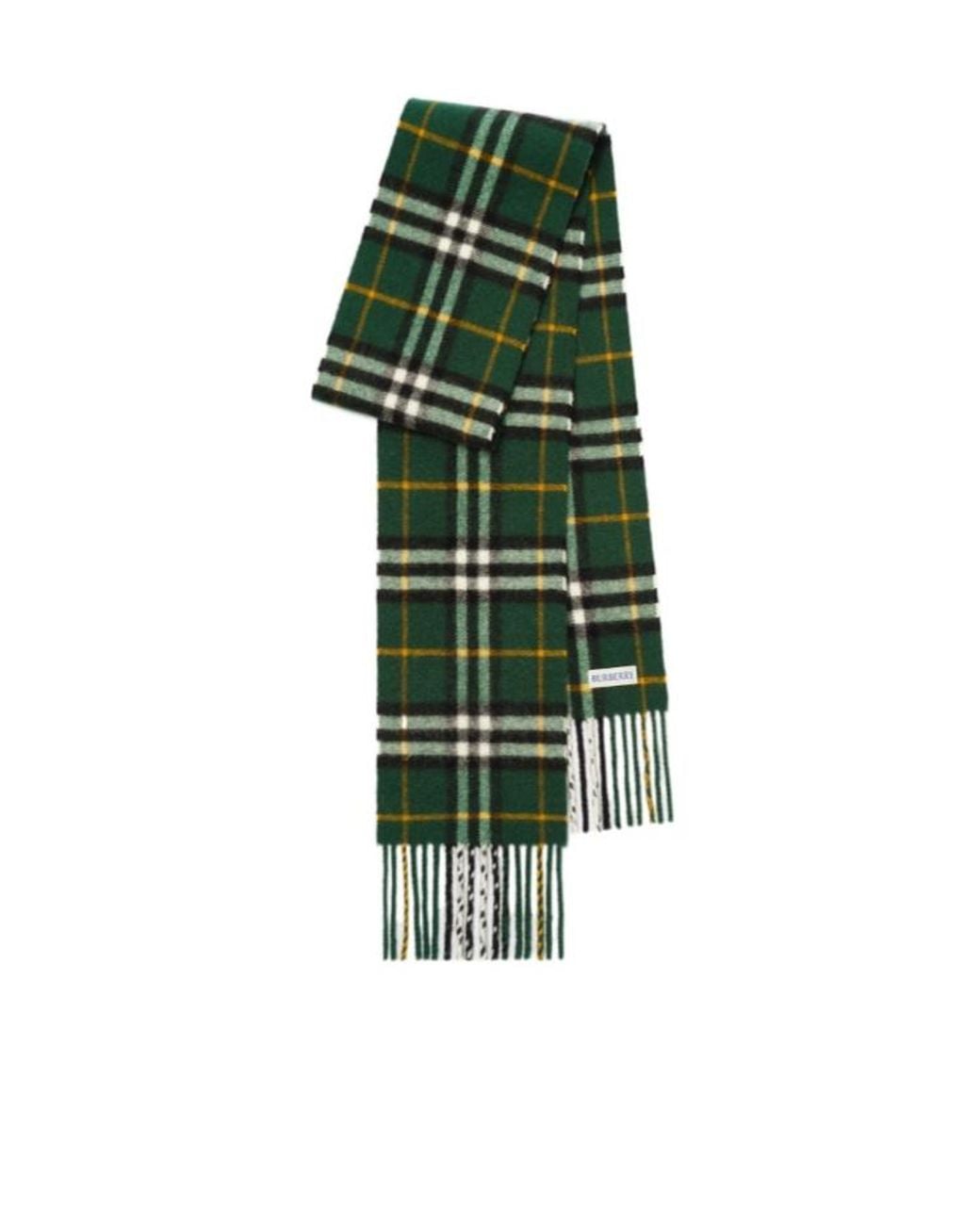 Burberry Green Narrow Check Cashmere Scarf