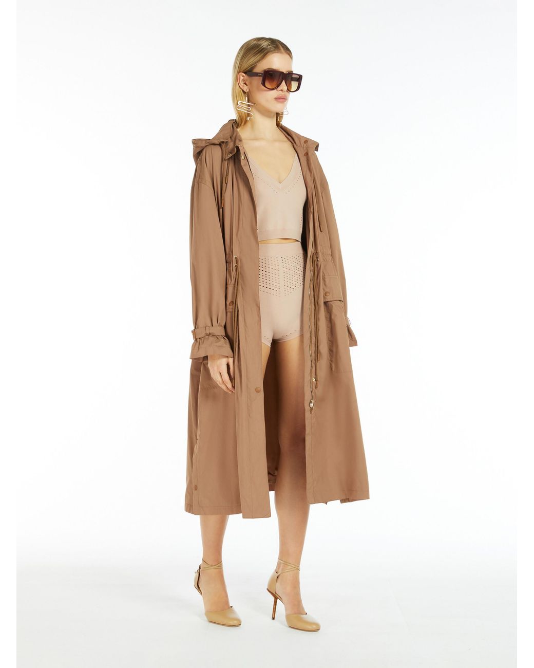 Max Mara Natural Hooded Drawstring Coat