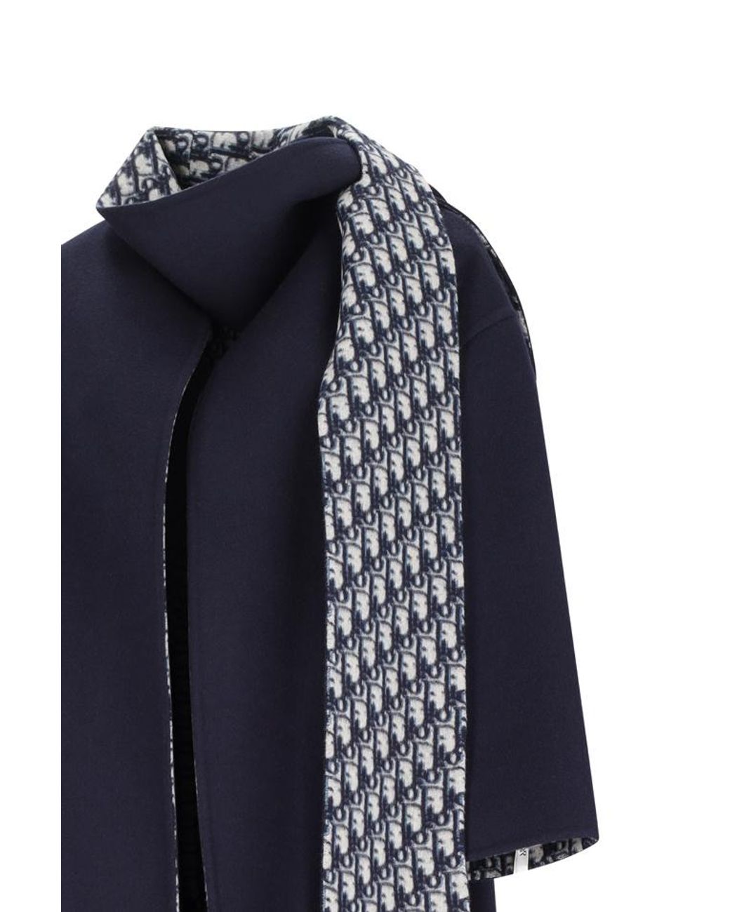 Dior Blue Coat With Scarf Collar