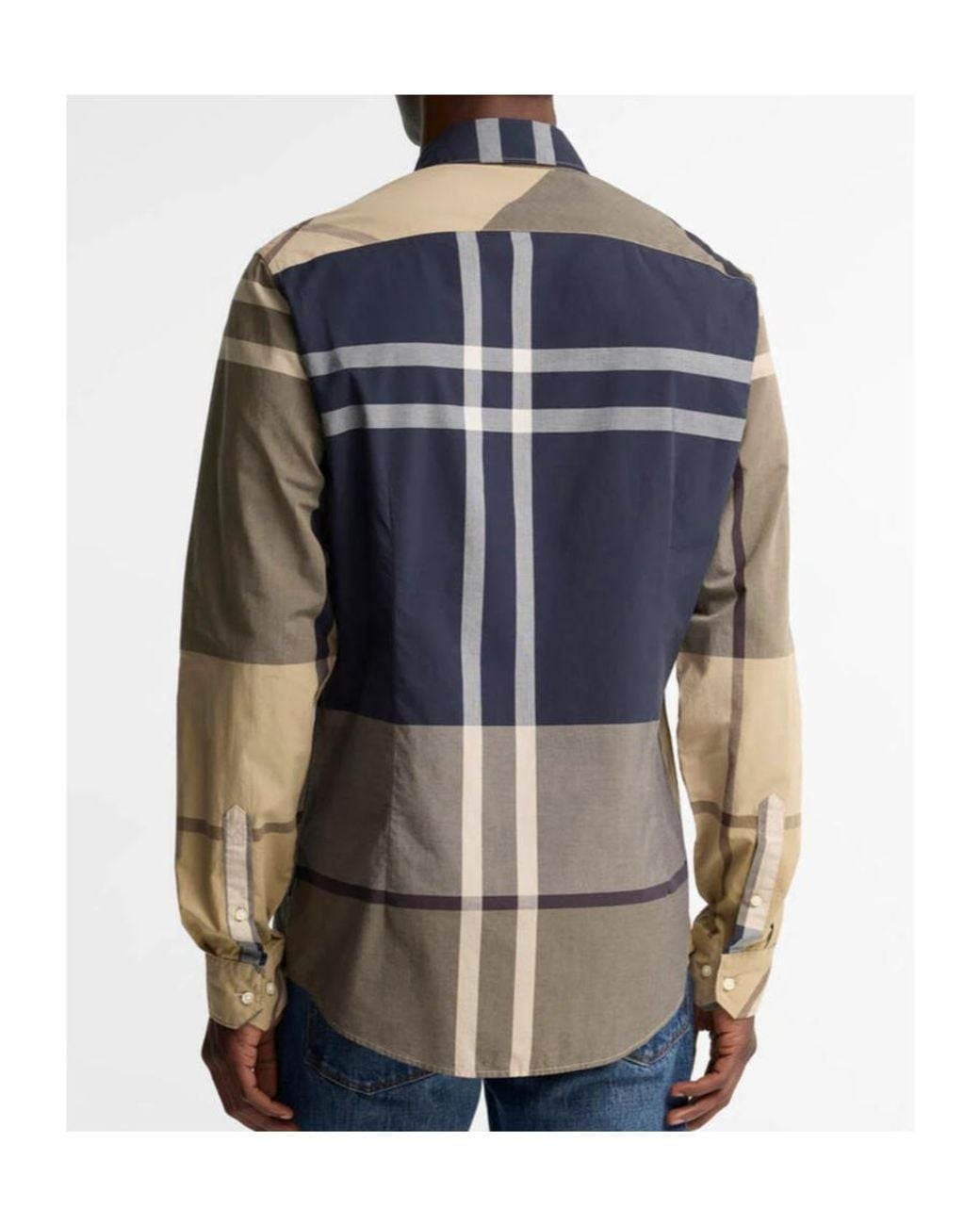 Barbour Blue Oversized Plaid Dunoon Slim-Fit Long-Sleeve Shirt for men