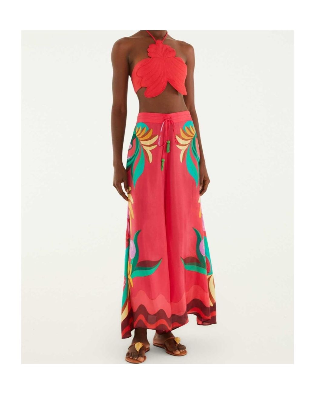 Farm Rio Red Graphic-Print Palazzo Pants