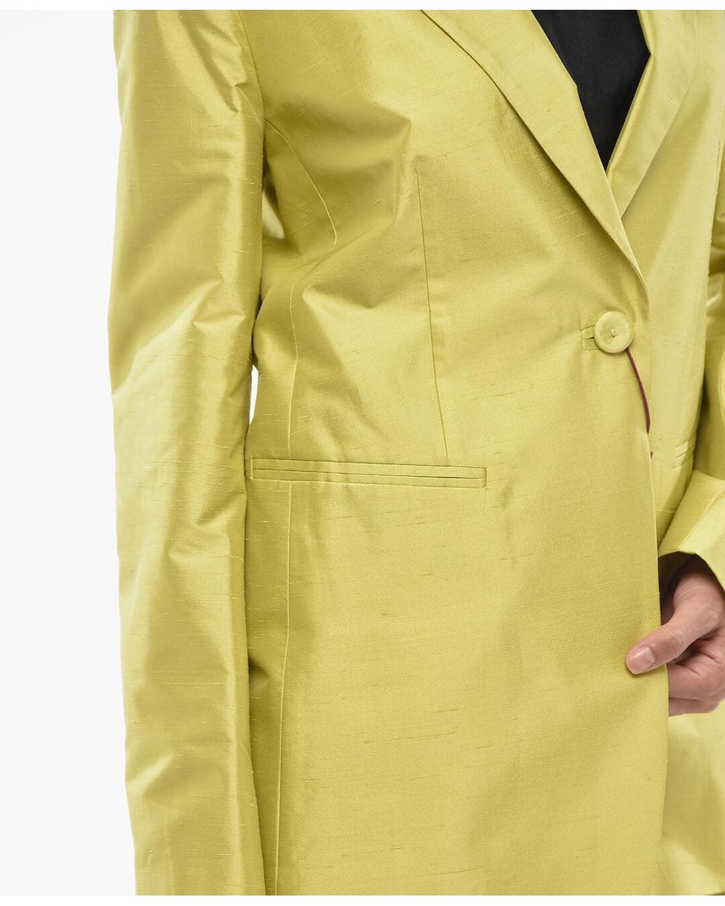 Max Mara Yellow Veranda Covered-Button Blazer