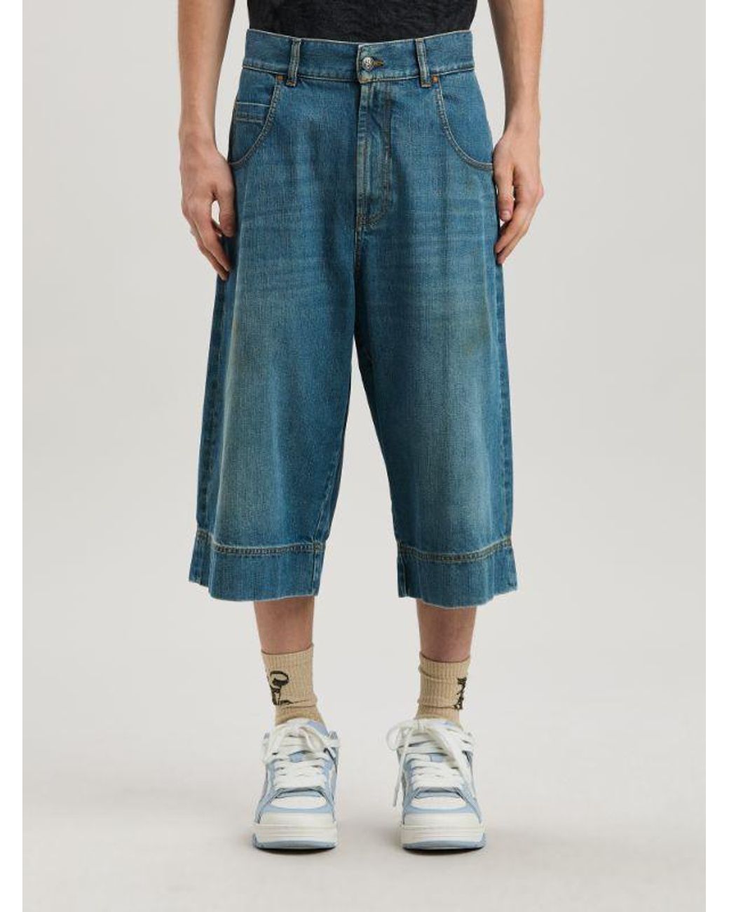 Palm Angels Blue G-Curved Shorts for men