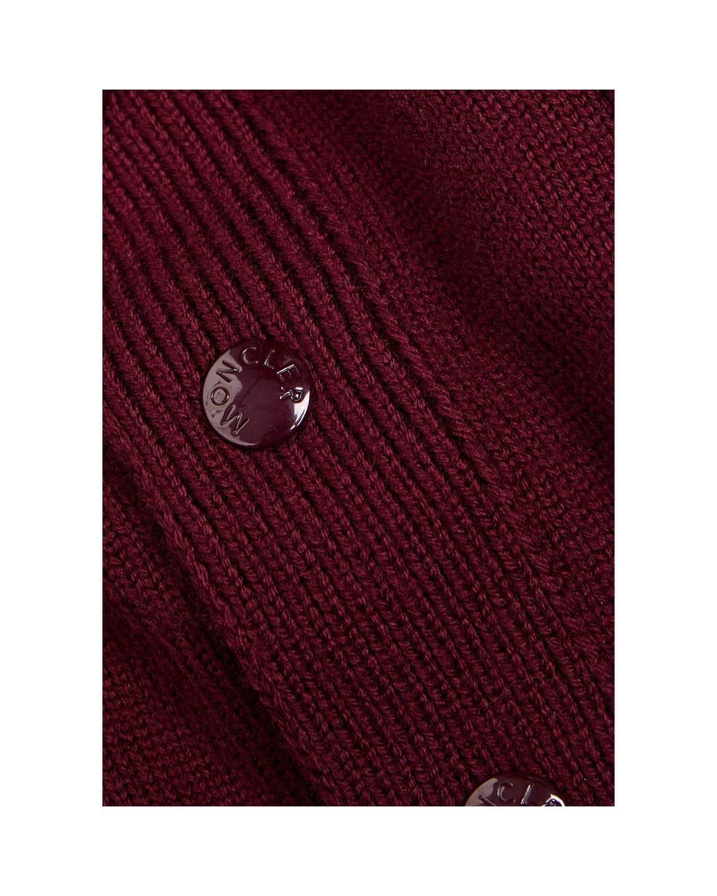 Moncler Red Virgin Wool Logo Cardigan for men