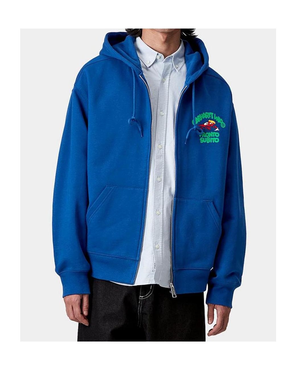 Carhartt Blue Hooded Pronto Sweat Jacket for men