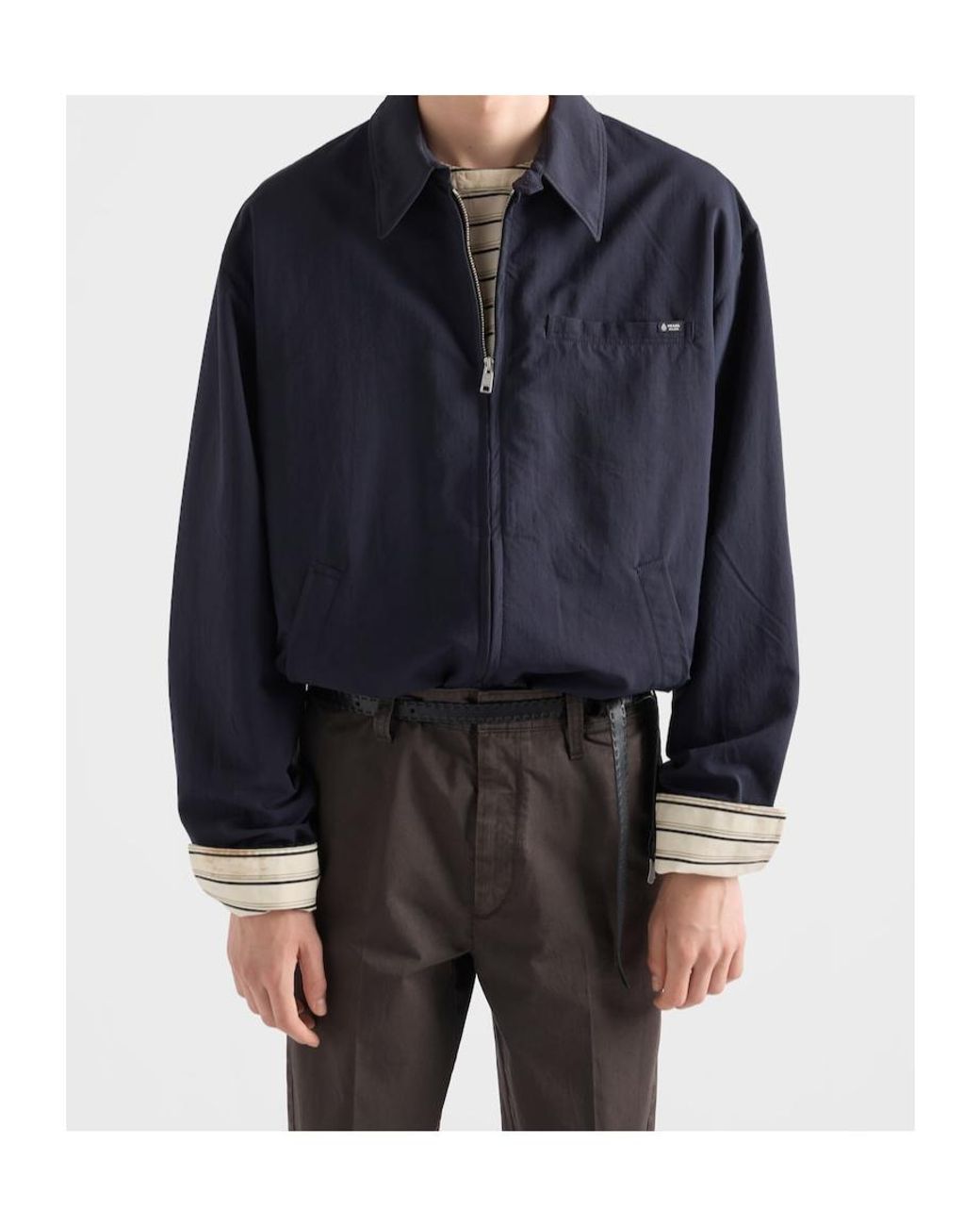 Prada Blue Zip-Up Bomber Jacket for men
