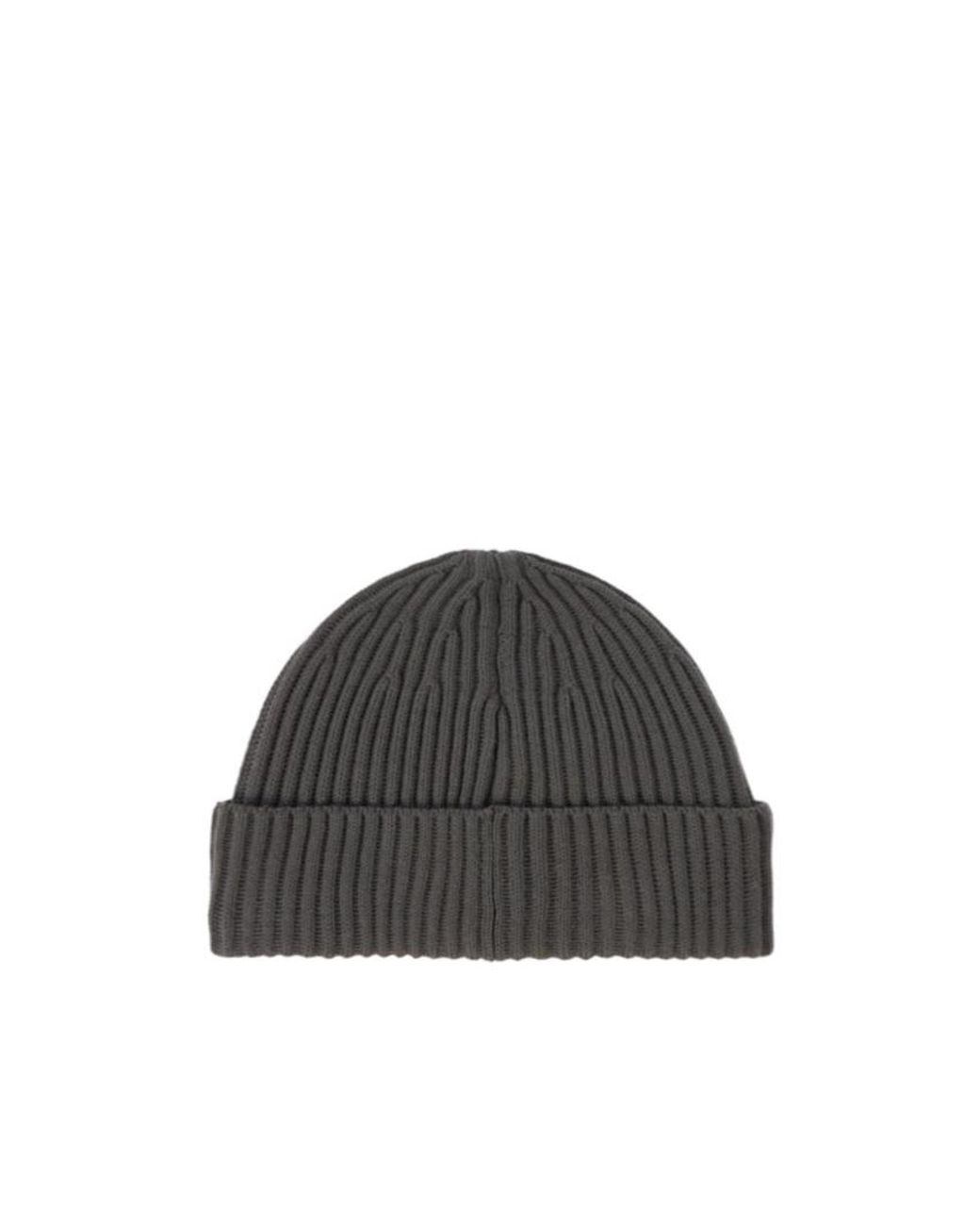Stone Island Gray Compass-Patch Ribbed Beanie for men