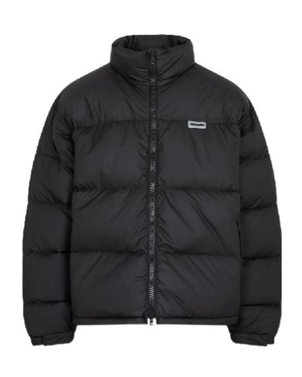 Vetements Black Logo-Patch Padded Coat for men