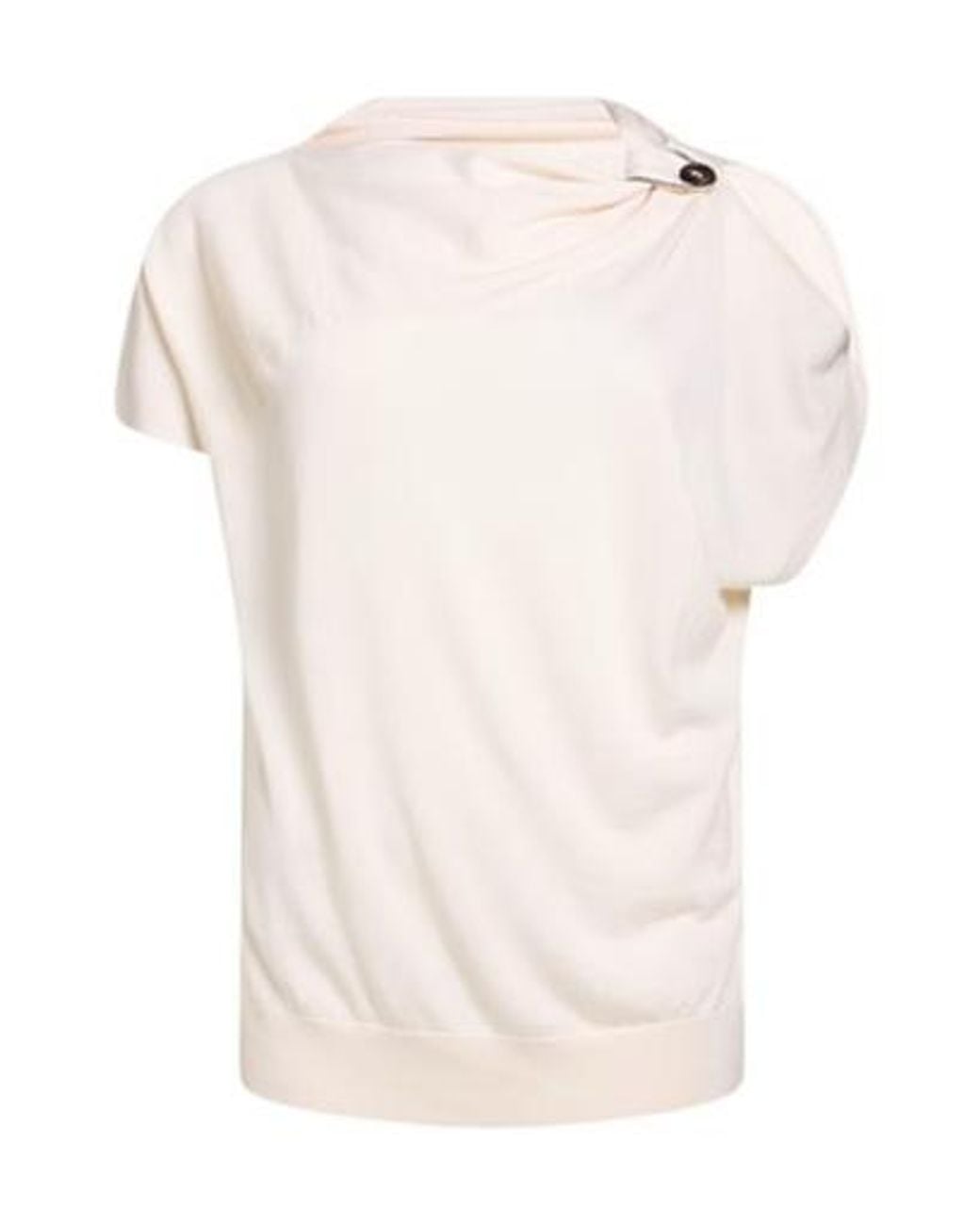 Brunello Cucinelli White Solidcolor Knit Shortsleeve Top