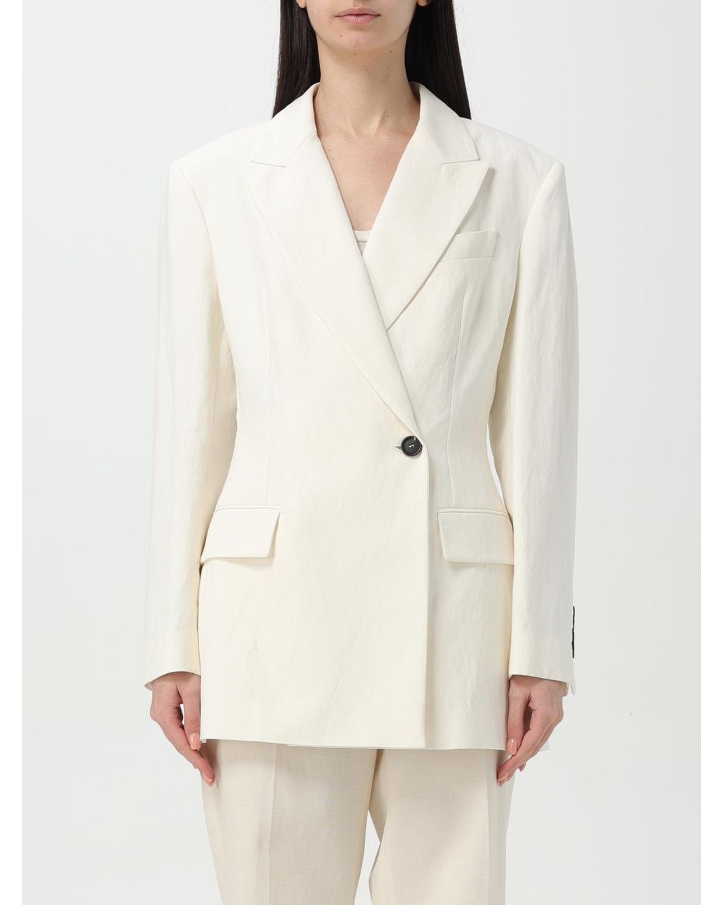 Brunello Cucinelli White Double Breasted Tailored Blazer