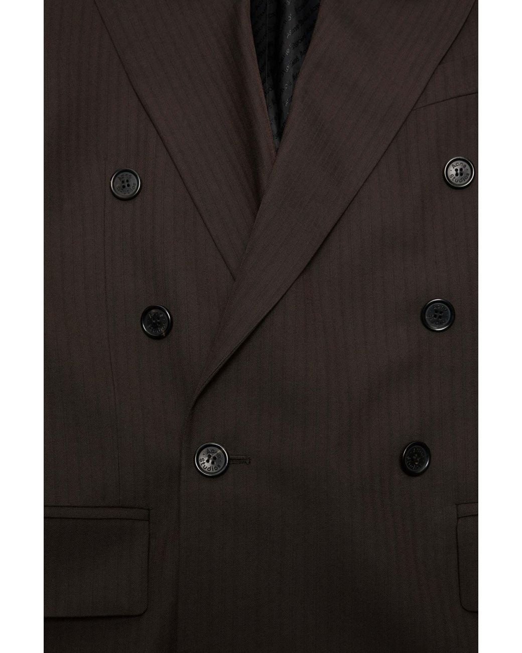 Acne Brown Double-Breasted Suit Jacket for men