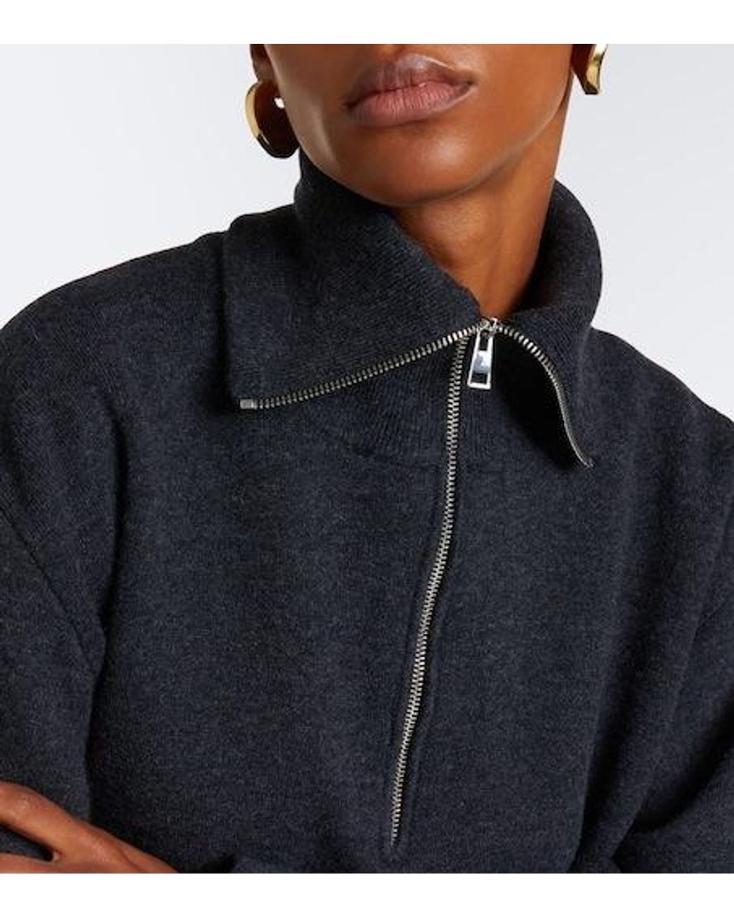 Rohe Blue Wool And Cashmere Half-Zip Sweater