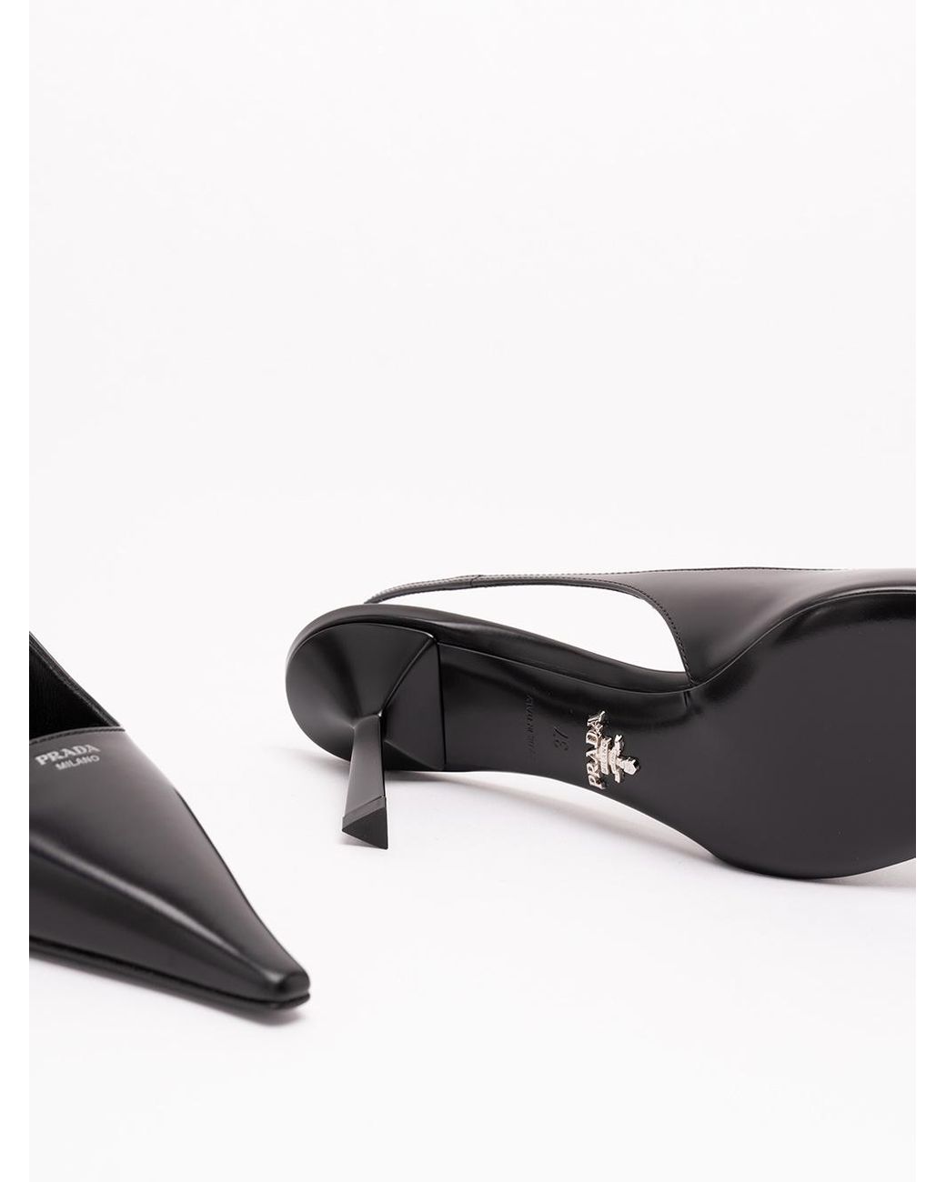 Prada Black Pointed-Toe Slingback Heeled Pumps