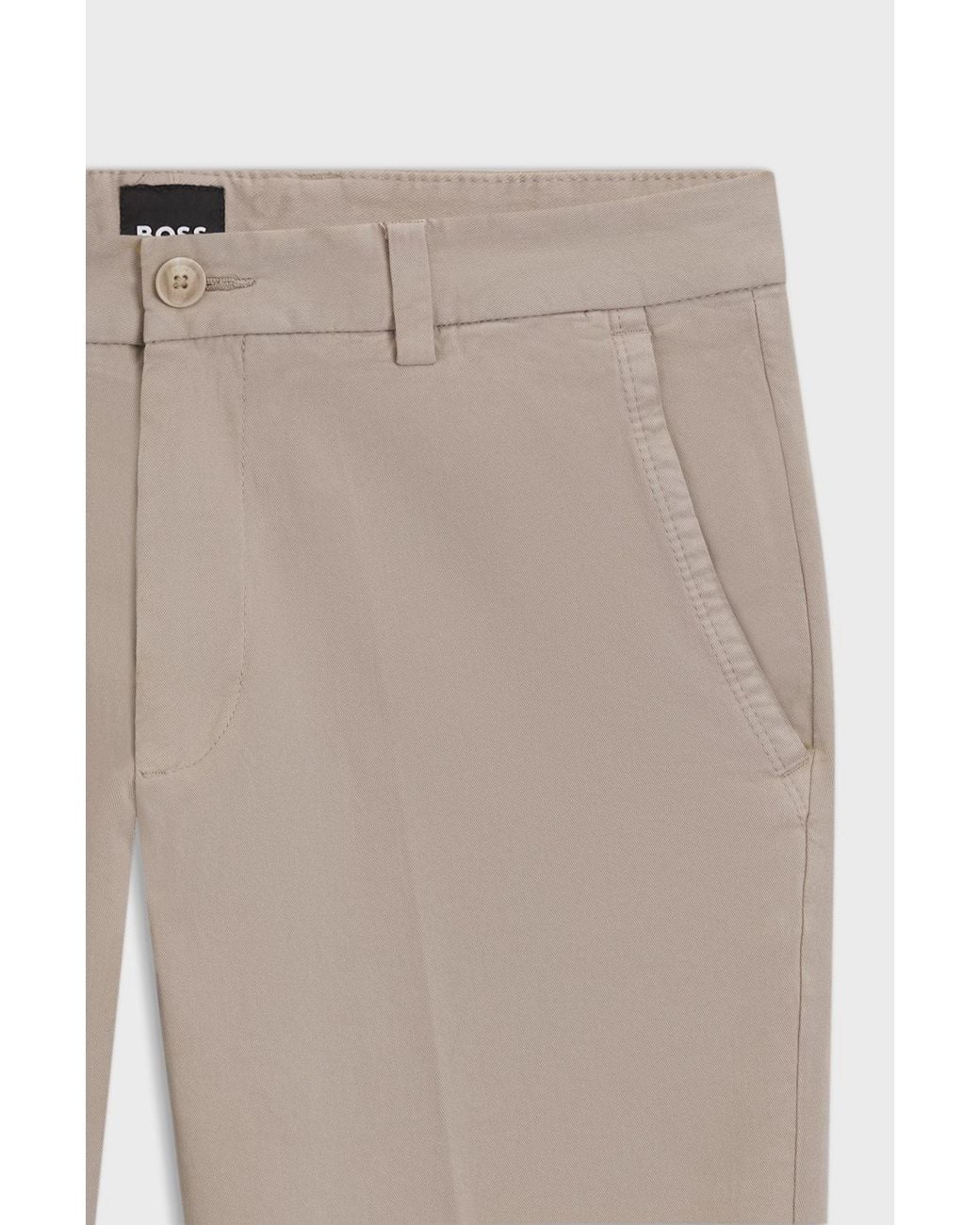 Boss Gray Boss Slim-Fit Stretch Twill Trousers for men